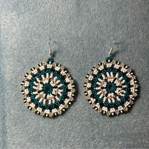 Handmade beaded circular boho earrings